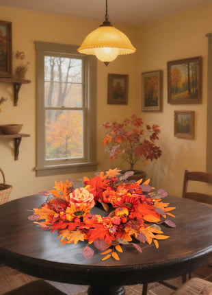 24" Fall Wreath for Front Door Outside - Sunflower, Pumpkin, Berry & Maple Leaves | Weatherproof Autumn Outdoor Wreaths with Hanger Hook for Thanksgiving, Harvest