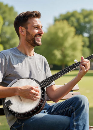 Kmise Banjo, 5 String Banjos with Remo Head Full Size 38 Inch Closed Back with Removable Resonator, Strings Pack, Finger Picks, Strap, Case, Tuner Set Accessories for Starter Adults Beginner Gift