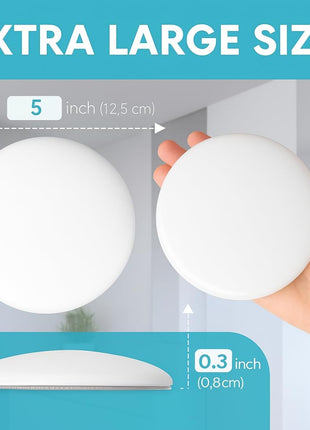 STRONGEST HOME 5-Inch White Rubber Door Stopper Wall Protector, Jumbo Wall Shield Guard Cushion for Large Door Knobs & Commercial Handles, Heavy Duty Drywall Hole Cover Saver, 3-Pack