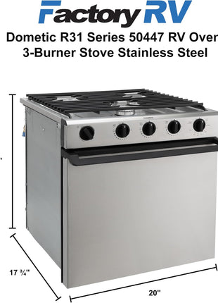 Dometic 960005522 (50447) Range/Oven 21" 3 Burner S.S.