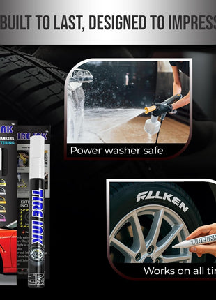 White Tire Paint Pen - Waterproof Permanent Paint pens for Car Wheels Lettering | Car Wash Safe and Durable | Made in Japan (Pack of 1)