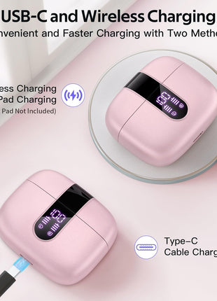 TAGRY Bluetooth Headphones True Wireless Earbuds 60H Playback LED Power Display Earphones with Wireless Charging Case IPX5 Waterproof in-Ear Ear buds with Mic for TV Smart Phone Laptop Computer Sports