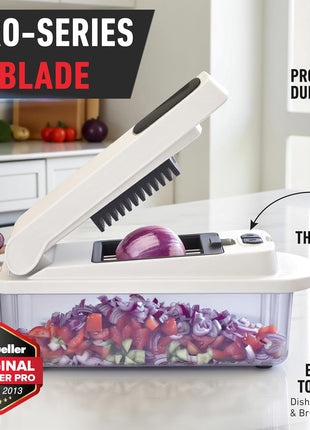 Mueller The Real Original Pro Vegetable Chopper & Mandoline Slicer, 10-in-1 | since 2013, 8 Blade Food Veggie Chopper, Onion Vegetable Cutter with Container, Kitchen Gadgets & Essentials