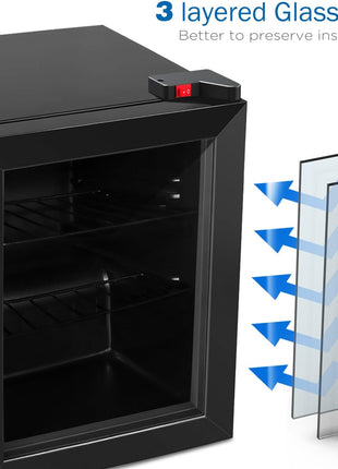 ADT 2.1 Cu Ft Glass Door Display Freezer, Commercial Upright Freezer, -8°F to 14°F with 2 Adjustable Shelves, Ideal for Ice Cream, Premium Spirits, Frozen Desserts & Retail Display