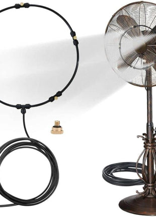 Outdoor Misting Fan Kit for a Cool Patio Breeze,Water Mister Spray for Cooling Outdoor,19.36FT (5.9M) Misting Line + 5 Brass Mist Nozzles + a Brass Adapter(3/4) Fit to Any Outdoor Fan