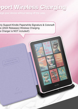 Fintie Case for 7 inch All-New Kindle Paperwhite (12th Generation, 2024) and Kindle Colorsoft, Ultra Clear Soft Light Transparent TPU Back Cover Auto Wake/Sleep, Fantasy Ombre