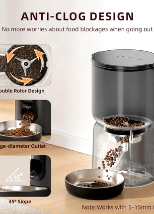 Automatic Cat Feeder with Camera – 5G WiFi Timed Cat Food Dispenser, 4L Clog-Free Smart App Control Pet Feeder, 1080P HD Video with Night Vision Healthy Feeding for Small Pets Indoor