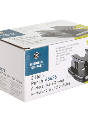 Business Source Heavy-Duty Hole Punch (65626), Black, Small (1-24)
