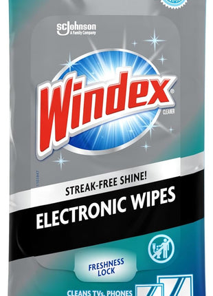Windex Electronic Cleaning Wipes, Pre-Moistened Screen Wipes for TVs, Phones, and Other Electronics, Resealable for a Freshness Lock, 25 Count