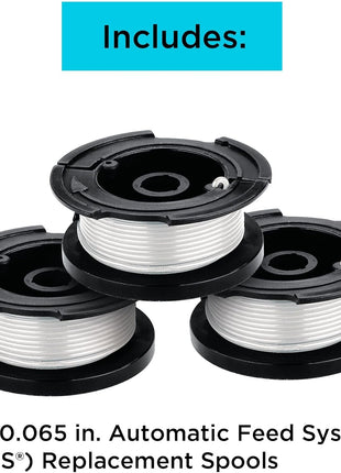 BLACK+DECKER Weed Eater String, Trimmer Line, 3-Pack, 30-Feet of Replacement Spool, 0.065-Inch Diameter (AF1003ZP)