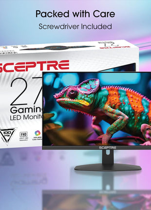 Sceptre New 27-inch Gaming Monitor 100Hz 1ms DisplayPort HDMI x2 100% sRGB AMD FreeSync Build-in Speakers, Eye Care Frameless Machine Black 2024 (E275W-FW100T)
