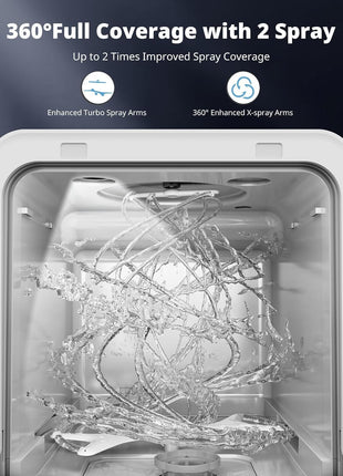 AIRMSEN Large Slim Countertop Dishwasher with Complete 2-Level Rack, Portable Dishwashers with 5L Built-in Water Tank, 3-Spray Arms & 12H Delay Start, No Hookup Needed, A01