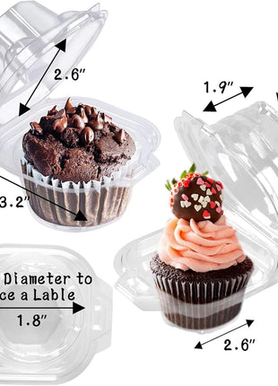 NPLUx 50 Pack Individual Cupcake Containers Plastic Cupcake Boxes Cupcake Holders Stackable Deep Dome Cupcake Carrier