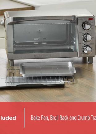 BLACK+DECKER 4-Slice Toaster Oven with Natural Convection, Stainless Steel, TO1760SS (TO1760SST-1)