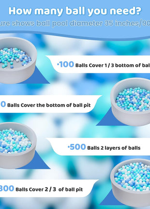 MoonxHome Ball Pit Balls for Toddlers, BPA Free Crush Proof Plastic Toy Balls for Ball Pit, Children's Pool Water Toys, Macaron Ocean Balls for Play Tent 2.15 Inch Pack of 100 200 500 800 1000