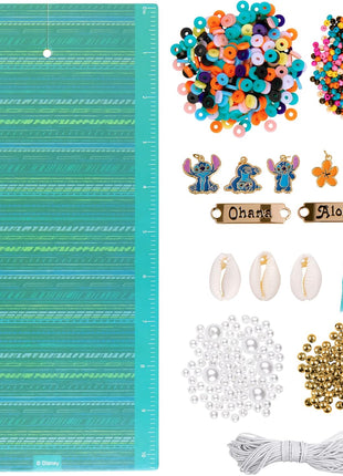 Fashion Angels Disney Stitch DIY Bracelet Making Kit, Includes 1,000+ Shell Beads, Tassels, & More, Lilo & Stitch Collectable Jewelry for Kids, Teen Girls & Boys
