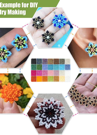 Ybxjges 24000Pcs 2mm Glass Seed Beads Kit, with 28 Colors Small Beads Kit for Girls,Women and Adults,Bracelets, Necklaces,Earring,Jewelry Making Supplies