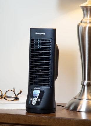 Honeywell QuietSet Personal Table Fan, Oscillating Personal Desk Fan with Quiet Operation, 4 Levels of Power and Sound, Black, HTF210B