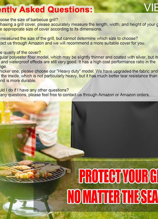 Grill Cover, 58 inch BBQ Gas Grill Cover for Outdoor Grill, Waterproof, Anti-UV, Rip-Proof, Fade Resistant Material, Barbecue Cover with Hook-and-Loop Straps & Adjustable Hem Drawstring, Black