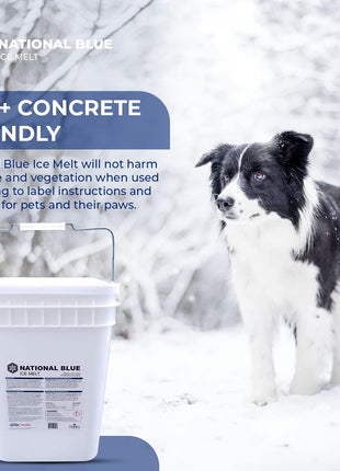 National Blue Ice Melt and Snow Salt 35lb Bucket - Fast Acting Ice Melter - Pet, Plant and Concrete Friendly, Environmentally Safe - Free of Magnesium Chloride - Melts to -15°F