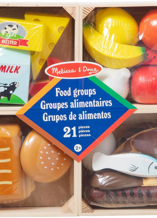 Melissa & Doug Food Groups - 21 Hand-Painted Wooden Pieces and 4 Crates
