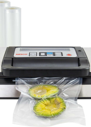 Nesco Deluxe Food VS-12 Vacuum Sealer, 130 Watts, Kit Bags & Viewing Lid, Compact, Silver