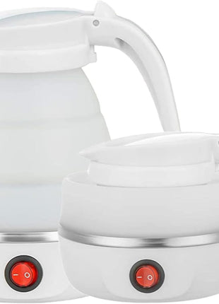 Travel Kettle Small Foldable Portable Kettle,Silicone Collapsible Tea Pot for Camping,Easy for Storage (White1)