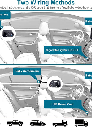 DoHonest Baby Car Camera 7-Inch: USB Plug and Play Easy Setup 360 Degree Rotating Backseat Camera Two Kids HD 1080P Rear Facing Car Seat Cameras Clear Night Vision -V9