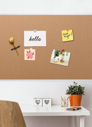 VIZ-PRO Large Cork Bulletin Board, 60 X 48 Inches, Wall-Mounted Corkboard with Silver Aluminium Frame for School, Office, and Home 5' X 4'