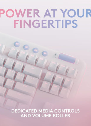 Logitech G713 Wired Mechanical Gaming Keyboard with LIGHTSYNC RGB Lighting, Clicky Switches (GX Blue), and Keyboard Palm Rest, PC/Mac Compatible - White Mist