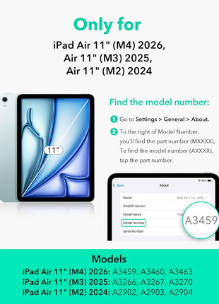 ESR 2 Pack Paper-Feel Screen Protector for iPad Air 11 Inch M4/M3/M2 (2026/2025/2024, 8th/7th/6th Gen), Write and Draw Like on Paper, 9H Tempered Glass, Matte Anti-Glare with Alignment Frame