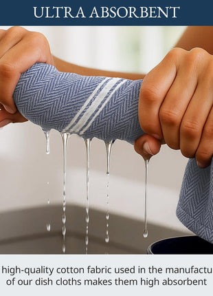 Lane Linen Kitchen Towel Set, 6 Pack 100% Cotton Hand Towels for Kitchen, Dish Towels for Drying Dishes, Lint Free, 14"x25", Good for Cleaning Windows, Ceramic Surface, Glass Stovetops - Blue Chambray