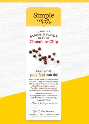 Simple Mills Almond Flour Chocolate Chip Cookies, Gluten Free and Delicious Crunchy Cookies, Organic Coconut Oil, Good for Snacks (Packaging May Vary)