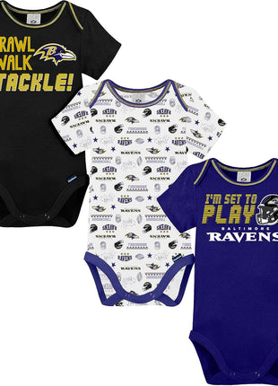 Gerber NFL Unisex-Baby NFL Team 3 Pack Short Sleeve Onesie Bodysuit