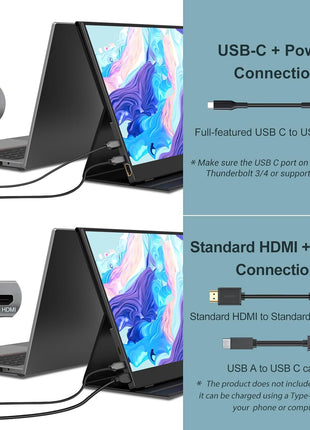 InnoView Portable Monitor, 15.6 Inch FHD 1080P HDMI USB C Second External Monitor for Laptop, Desktop, MacBook, Phones, Tablet, PS5/4, Xbox, Switch, Built-in Speaker with Protective Case