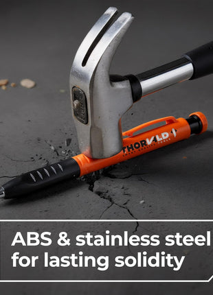 THORVALD New 3-in-1 Carpenter Pencils with Finger Grip for Construction - Incl. 7 Leads + Sharpener - Solid Mechanical Pencils with Fine Point/Best Marking tools Construction/Carpenters/Scriber