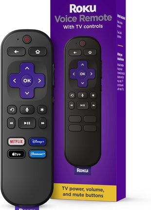 Roku Voice Remote | Replacement TV Remote Control with Voice Control, Simple Setup, & Pre-Set App Shortcuts - Compatible with Roku TV, Players, & Audio Devices