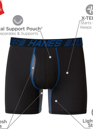 Hanes Men's Underwear Boxer Briefs Pack, 3-Pack, Total Support Pouch, Long or Short-Leg Boxer Briefs