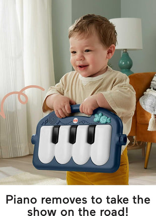 Fisher-Price Baby Playmat Kick & Play Piano Gym with Musical and Sensory Toys for Newborn to Toddler, Navy Fawn