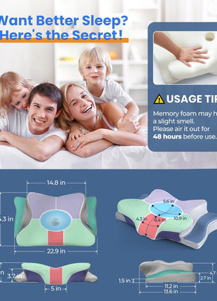 Ultra Pain Relief Cooling Pillow for Neck Support, Adjustable Cervical Pillow Cozy Sleeping, Odorless Ergonomic Contour Memory Foam Pillows, Orthopedic Bed Pillow for Side Back Stomach Sleeper