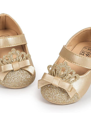 Meckior Infant Baby Girls Soft Sole Bowknot Princess Wedding Dress Mary Jane Flats Prewalker Newborn Light Baby Sneaker Shoes