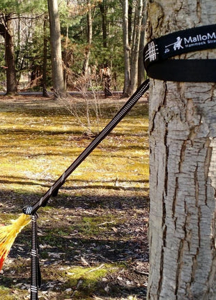 MalloMe XL Hammock Straps for Trees - Hammock Tree Straps Set 2000+ LBS Heavy Duty 40 Loops & 100% No Stretch Suspension System Kit - Camping Hammocks Accessories | 2 Carabiners | 12 Feet Black