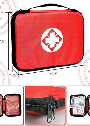 Travel-First Aid-Kit Car-Home 300PCS Survival-Kit Outdoor-Adventure - Small Portable Red Emergency Essential Sets Office Hiking Camping Business Public Must Have First Aid Gear Equipment 1st Aid