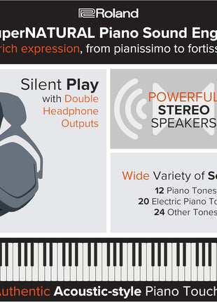 Roland FP 30x | Slim & Stylish 88 Note Digital Piano | Rich Tone & Authentic Ivory Feel | Built In Powerful Amplifier & Stereo Speakers | Onboard Sounds | Black