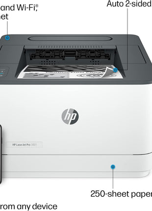 HP Laserjet Pro 3001dw Wireless Black & White Printer, Best-for-Office (3G65OF)