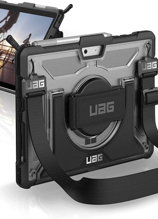 URBAN ARMOR GEAR UAG Designed for Microsoft Surface Go 4 / Surface Go 3 / Surface Go 2 / Surface Go Case 10.5" Plasma w/Hand Strap & Shoulder Strap Feather-Light Rugged Military Drop Tested Cover Ice
