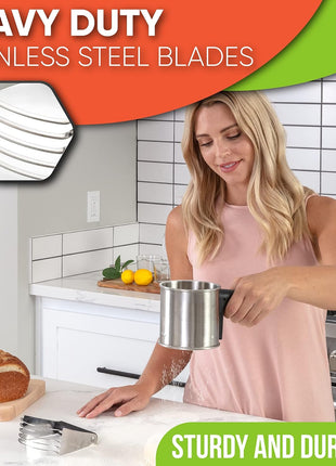 Spring Chef Dough Blender, Top Professional Pastry Cutter with Heavy Duty Stainless Steel Blades, Medium Size, Black