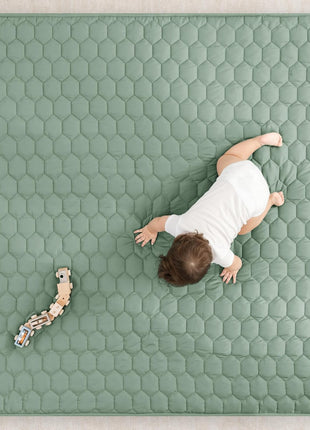 Comfy Cubs Square Kids Play Mat 56 x 56in Baby Floor Mat - Fern | Soft Quilted Baby Mat for Floor with Non-Slip Bottom - Easy to Clean, Comfortable & Durable Designed Play Mat Baby