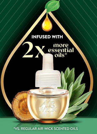 Air Wick Plug in Scented Oil Refill, 5ct, White Sage & Mahogany, Air Freshener, Essential Oils