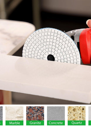 4 Inch Diamond Polishing Pads with 5/8''-11 Backer Pad, 12PCS Wet/Dry Granite Stone Polish Pad Kit for Drill, Grinder, Polisher, 50-6000 Grit Polishing Pad for Concrete Marble Rock Countertop Quartz